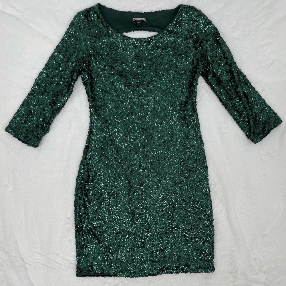 Sequined Green Cocktail Dress.